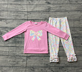 Preorder Samples GLP3242 Embroidery Flower Floral Bows Pink Girls Set