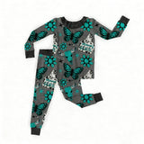 Preorder Samples GLP3254 Mama Cowgirl Butterfly Turquoise Girls Pajamas Set