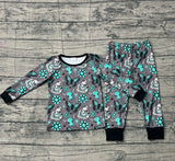 Preorder Samples GLP3254 Mama Cowgirl Butterfly Turquoise Girls Pajamas Set