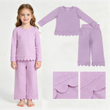 GLP3289 Lilac Solid Color Scallop Edge Cotton Girls Set