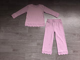 Preorder Samples GLP3289 Lilac Solid Color Scallop Edge Cotton Girls Set