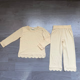 Preorder Samples GLP3293 Yellow Solid Color Scallop Edge Cotton Girls Set