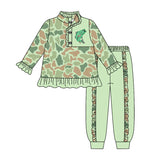 Preorder MOQ 5 Pcs Each Style Hunting Camo Elk Fish Mallard Ducks Pullover Girls Jogger Set