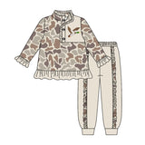 Preorder MOQ 5 Pcs Each Style Hunting Camo Elk Fish Mallard Ducks Pullover Girls Jogger Set