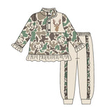 Preorder MOQ 5 Pcs Each Style Hunting Camo Elk Fish Mallard Ducks Pullover Girls Jogger Set