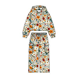 Preorder MOQ 5 Pcs Each Style Fall Flower Hoodie Pullover Pockets Girls Set