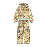 Preorder MOQ 5 Pcs Each Style Fall Flower Hoodie Pullover Pockets Girls Set