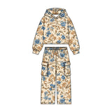 Preorder MOQ 5 Pcs Each Style Fall Flower Hoodie Pullover Pockets Girls Set