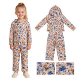 RTS GLP3323 Fall Flower Pockets Girls Hoodie Set