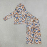 RTS GLP3323 Fall Flower Pockets Girls Hoodie Set