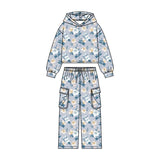 Preorder MOQ 5 Pcs Each Style Fall Flower Hoodie Pullover Pockets Girls Set