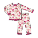 Preorder MOQ 5 Pcs Each Style Pumpkin Bows Cute Girls Pajamas Outfits