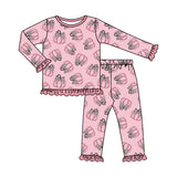 Preorder MOQ 5 Pcs Each Style Pumpkin Bows Cute Girls Pajamas Outfits
