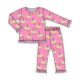 Preorder MOQ 5 Pcs Each Style Pumpkin Bows Cute Girls Pajamas Outfits