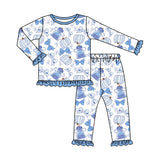 Preorder MOQ 5 Pcs Each Style Pumpkin Bows Cute Girls Pajamas Outfits