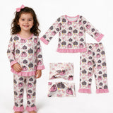 GLP3350 Pumpkin Bows Pink Girls Pajamas Set