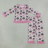 GLP3350 Pumpkin Bows Pink Girls Pajamas Set