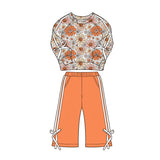 Preorder MOQ 5 Pcs Each Style Fall Flower Pumpkin Bows Stripe Girls Outfits