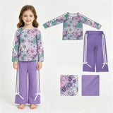 GLP3353 Halloween Pumpkin Flower Purple Girls Set