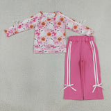 GLP3356 Halloween Ghost Pumpkin Bows Pink Girls Set