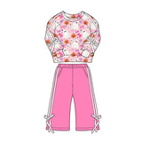 Preorder MOQ 5 Pcs Each Style Fall Flower Pumpkin Bows Stripe Girls Outfits