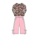 Preorder MOQ 5 Pcs Each Style Hunting Leaves Stripe Bows Girls Outfits