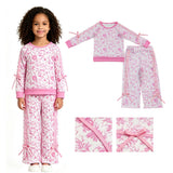 GLP3366 Pink Flower Bows Stripe Girls Set