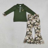 GLP3369 Embroidery Elk Forest Pullover Girls Set