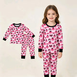 GLP3375 Halloween Pumpkin Bows Pink Girls Pajamas Set