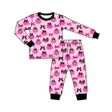 Preorder MOQ 5 Pcs Each Style Pumpkin Bows Flower Girls Pajamas Outfits