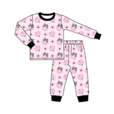 Preorder MOQ 5 Pcs Each Style Pumpkin Bows Flower Girls Pajamas Outfits