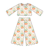 Preorder MOQ 5 Pcs Each Style Fall Pumpkin Bows Scallop Edge Girls Outfits