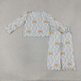 GLP3395 Fall Pumpkin Bows Scallop Edge Girls Set
