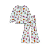 Preorder MOQ 5 Pcs Each Style Halloween Pumpkin Flower Ghost Girls Outfits