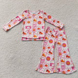 GLP3405 Halloween Pumpkin Bows Pink Girls Set