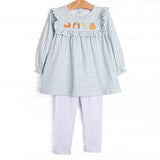 Preorder Samples GLP3409 Thanksgiving Day Embroidery Turkey Pumpkin Pie Girls Outfits
