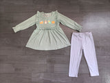 Preorder Samples GLP3409 Thanksgiving Day Embroidery Turkey Pumpkin Pie Girls Outfits