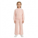 GLP3410 Solid Color Light Pink Middle Neckline Sweater Girls Set