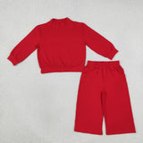 GLP3412 Solid Color Red Middle Neckline Girls Set