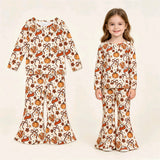GLP3420 Thanksgiving Day Turkey Pumpkin Bows Girls Outfits