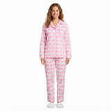 GLP3423 Fall Pumpkin Bows Bows Buttons Adult Women Pajamas Set
