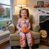 GLP3434 Halloween Pumpkin Bows Scallop Edge Girls Set