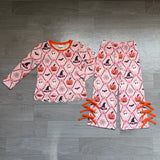 Preorder Samples GLP3434 Halloween Pumpkin Bows Scallop Edge Girls Set