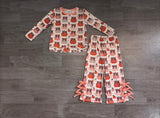 Preorder Samples GLP3435 Fall Pumpkin Bows Scallop Edge Girls Set
