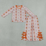 GLP3436 Fall Pumpkin Bows Scallop Edge Girls Set