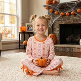 GLP3436 Fall Pumpkin Bows Scallop Edge Girls Set