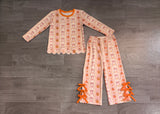 Preorder Samples GLP3436 Fall Pumpkin Bows Scallop Edge Girls Set