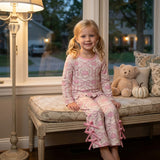 GLP3437 Fall Pumpkin Bows Pink Scallop Edge Girls Set