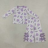 Halloween Pumpkin Ghost Bows Scallop Edge Kids Sibling Matching Clothes