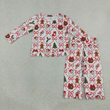 GLP3447 Christmas Santa Bows Scallop Edge Girls Outfits
